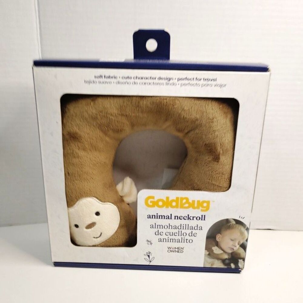 GoldBug Brown Monkey Animal Neckroll Travel Neck Pillow, Polyester Fiber